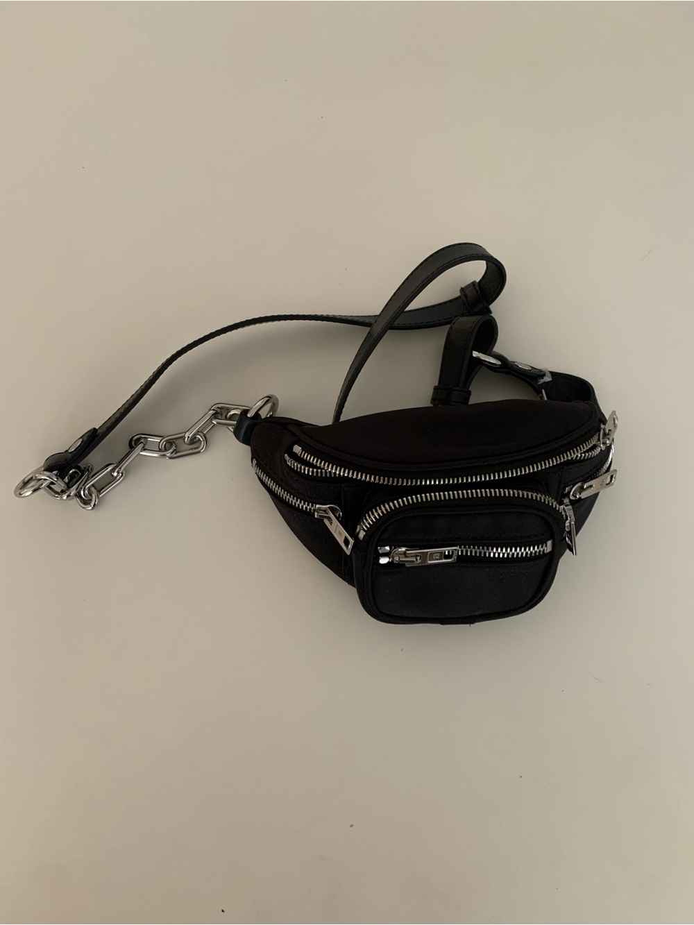Alexander Wang Black Mini Crossbody Bag satin with Silver Hardware